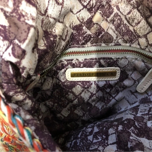 Elliott Lucca Woven Knit‎ Crochet Flap Handbag Metal Leather Chain Strap Purse - Picture 6 of 9
